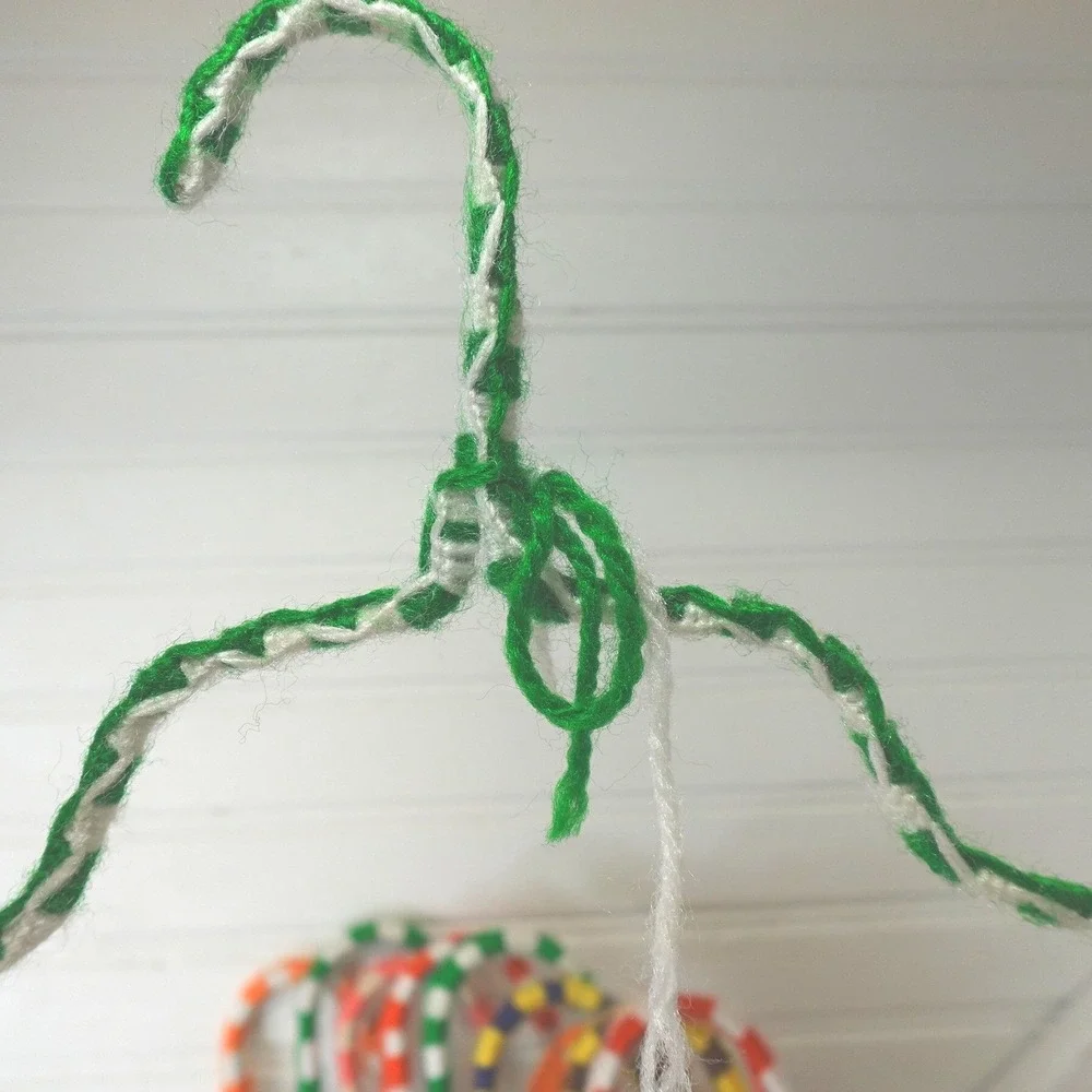 Vintage Crocheted Hangers Set of 10 Handmade Striped Multicolor Granny-core